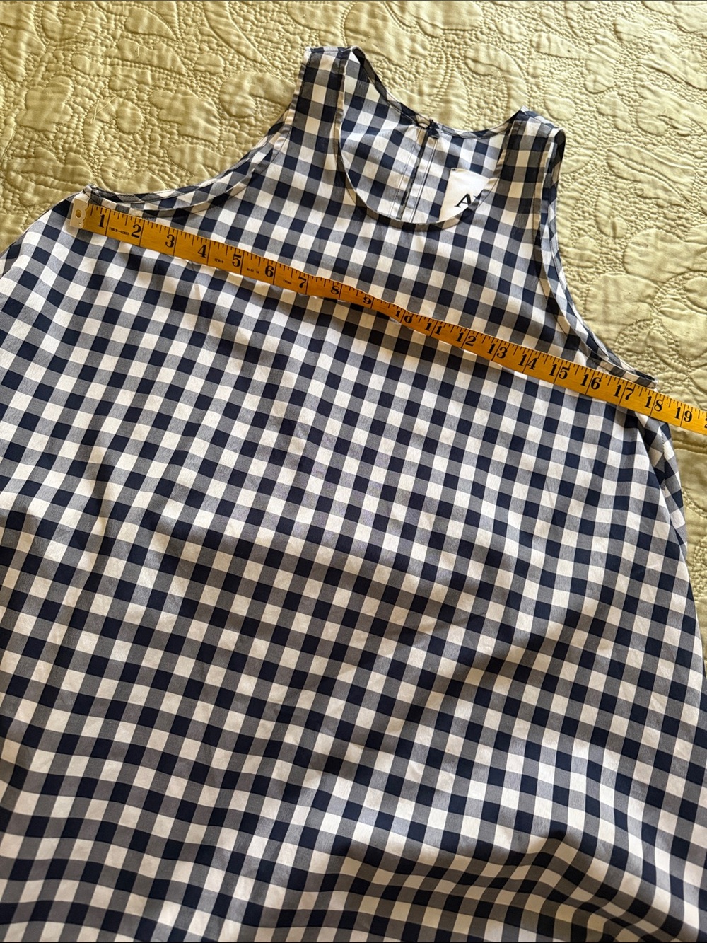 AVN Italy Navy Blue Gingham Swing Dress Minimalist A-Line Trapeze, Euro 40, US S - Picture 9 of 10